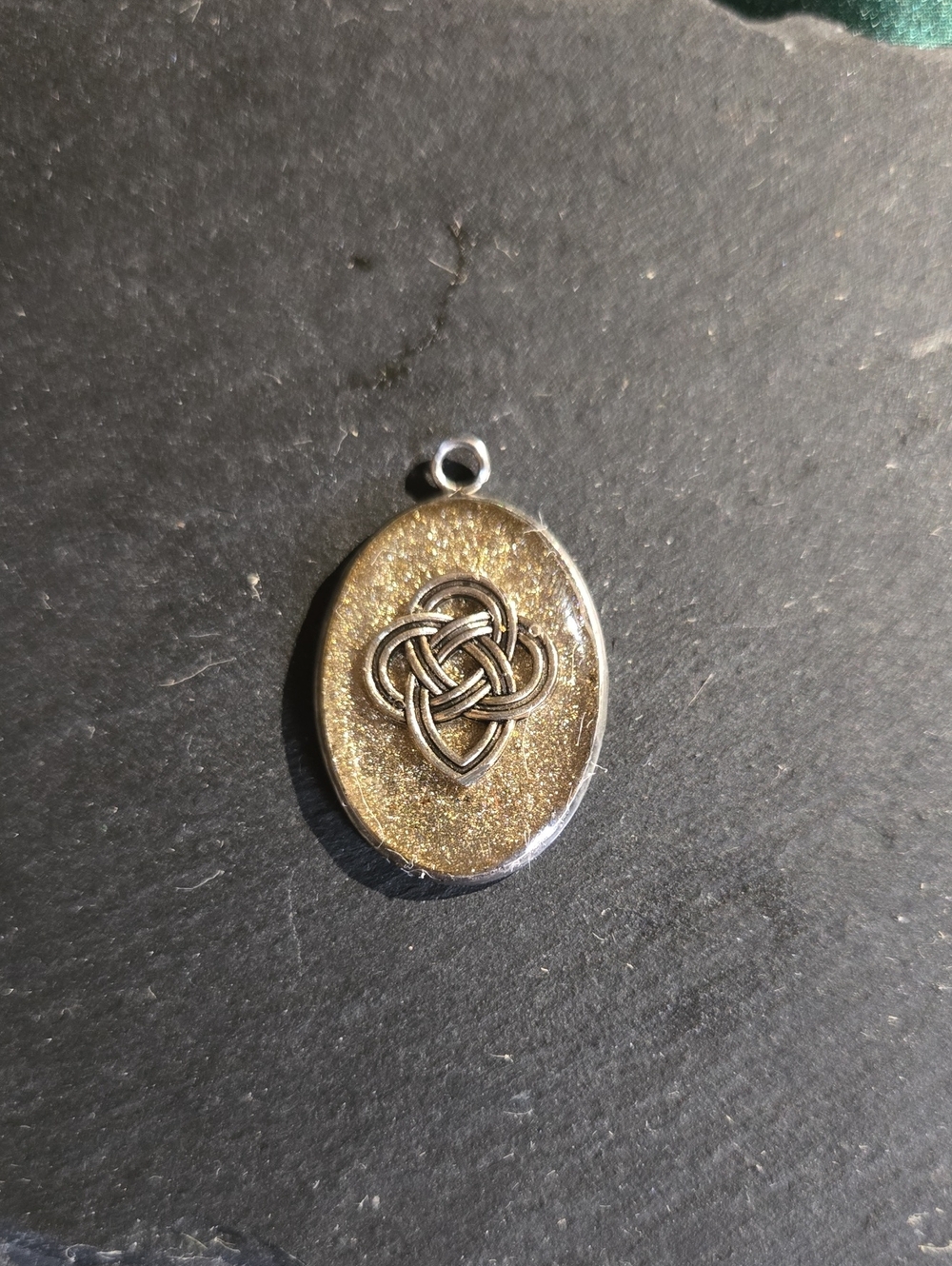 Hand Crafted Gold Celtic Knot Oval Pendant Necklace